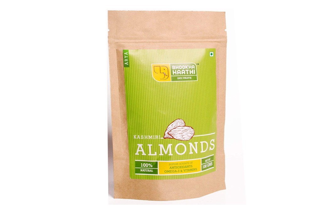 Bhookha Haathi Premium Kashmiri Almonds    Pack  100 grams